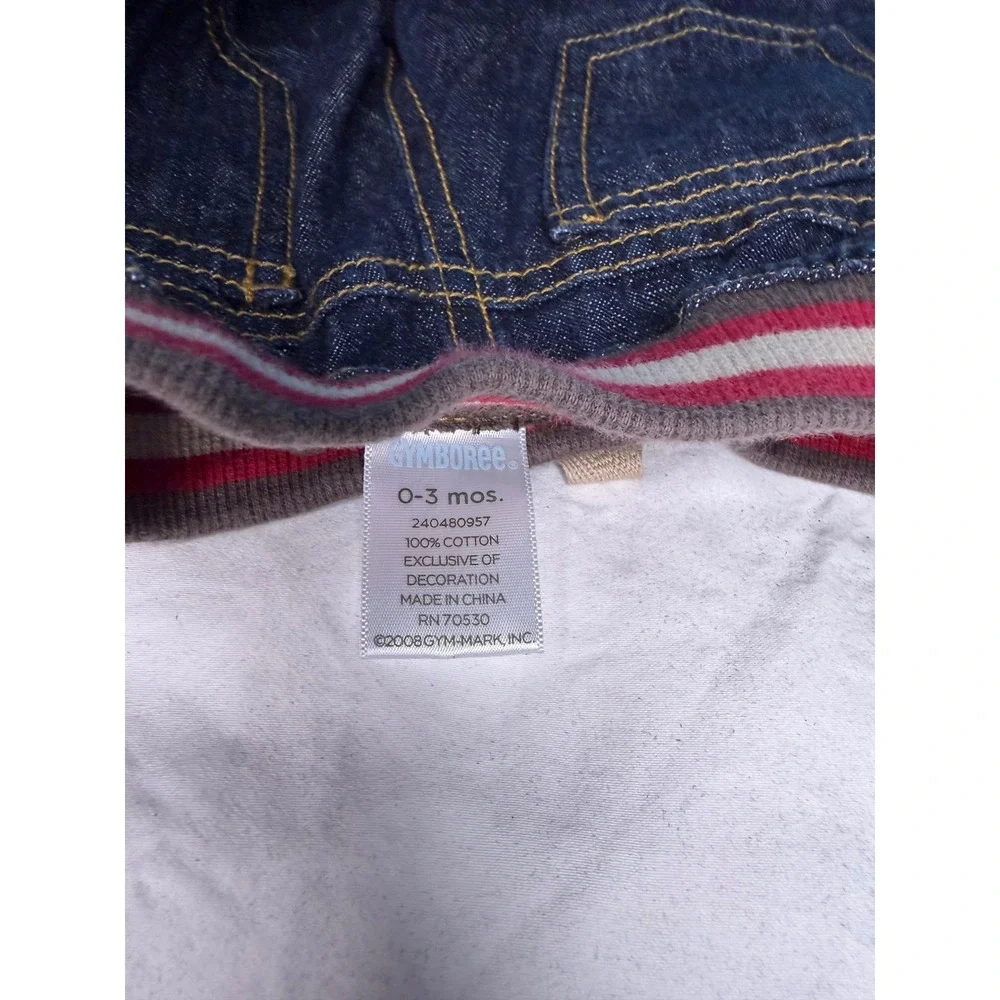 Gymboree‎ Baby Boys Dark Wash Denim Cargo jeans  Elastic Waist 0-3 Months